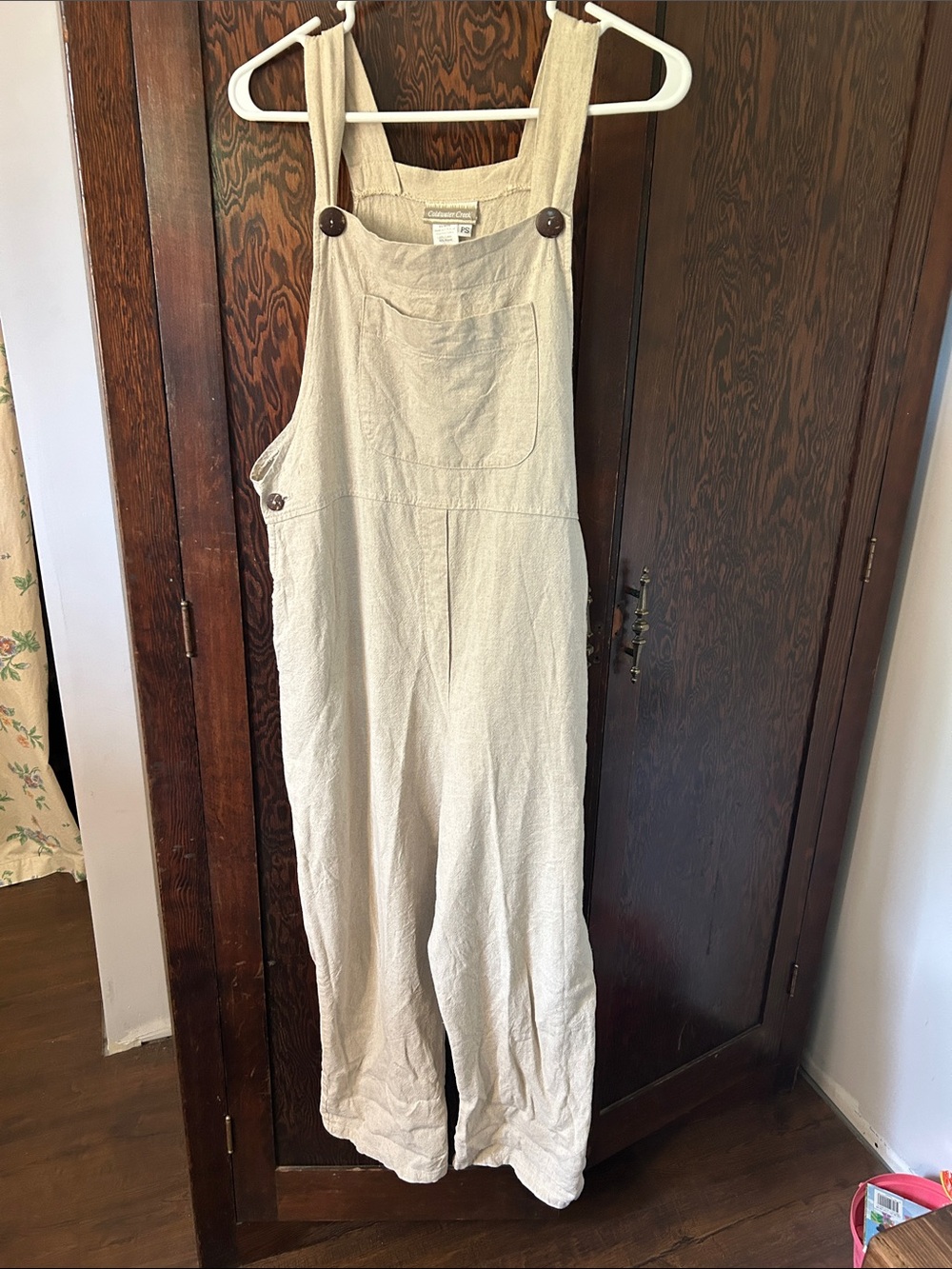 Coldwater Creek Cream Linen Overalls